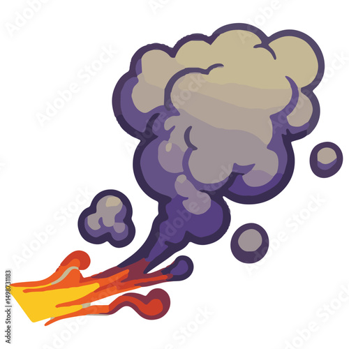 Cartoon Smoke and Fire Explosion Effect Illustration