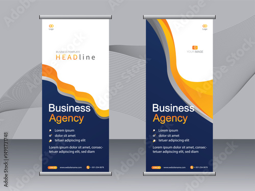 Business banner roll up set, standee banner template. modern banner.
