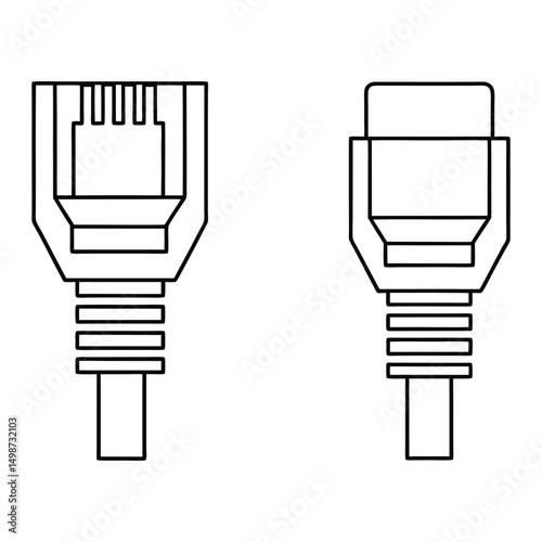 Line drawing of two RJ45 network connectors