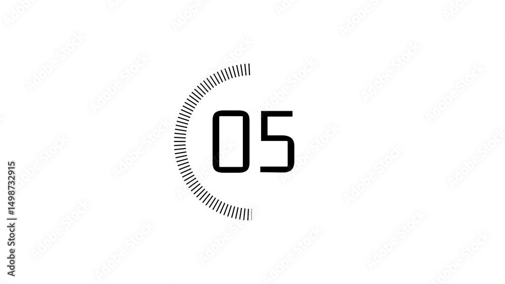 10 second second countdown timer with circular animation on white background. Countdown timer from 10 second to 0 second with modern technology style