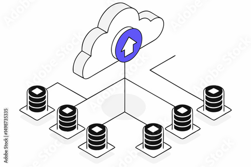 Cloud Computing Network with Servers and Data Exchange – Perfect for SaaS, IT Solutions, and Digital Infrastructure Themes