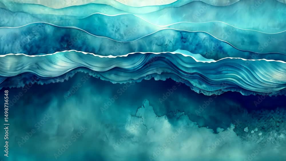 Abstract teal ocean waves, a calming motion background with gentle flowing lines and hues Abstract teal ocean waves, a calming motion background with gentle flowing lines and hues