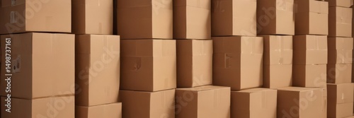 Stacked brown cardboard boxes, eco-friendly packaging, cardboard,  green,  background