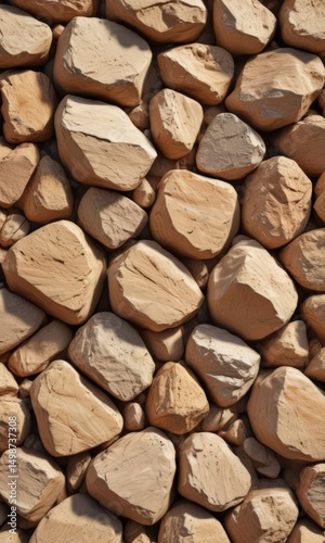 Abstract warm beige rock wall texture  Close-up view showing natural stone variations ,  outdoor,  rough,  cliff