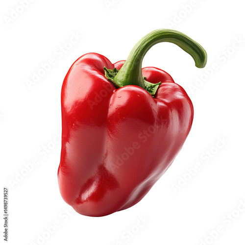 Single Red Bell Pepper on Transparent Background