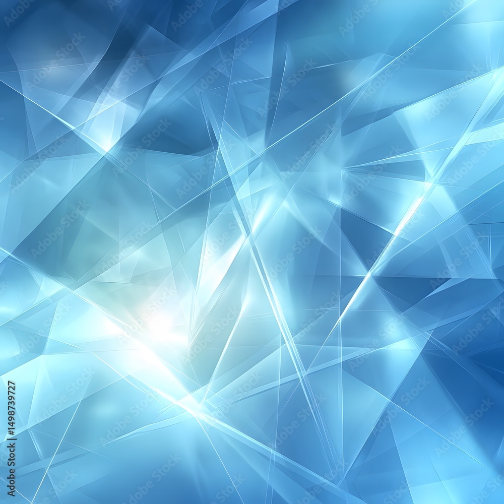 Obraz premium Abstract geometric design with light blue shards.