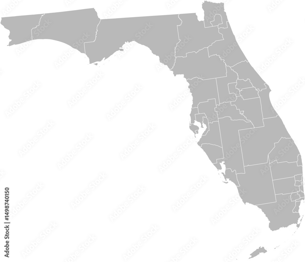 Fototapeta premium Florida state senate districts vector map (Albers equal area conic projection, PPT-compatible & fully editable)