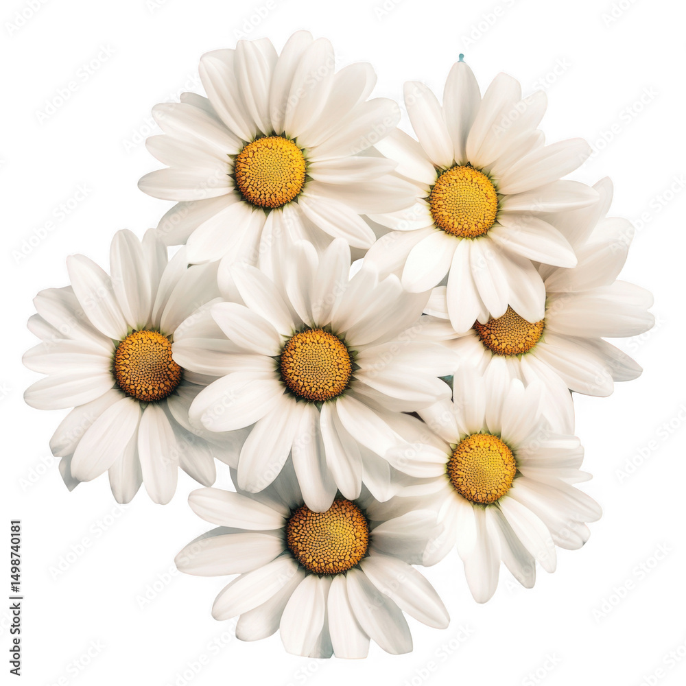 Fototapeta premium Daisy flower arrangement isolated on transparent background