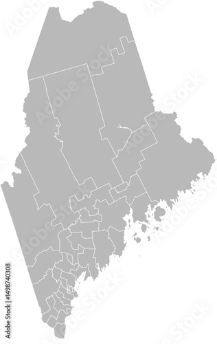 Maine state senate districts vector map (Albers equal area conic projection, PPT-compatible & fully editable)