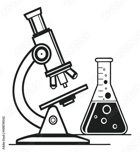 microscope and test tubes