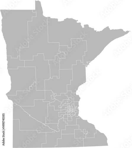 Minnesota state senate districts vector map (Albers equal area conic projection, PPT-compatible & fully editable)