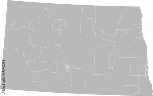 North Dakota state senate districts vector map (Albers equal area conic projection, PPT-compatible & fully editable)