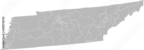Tennessee state senate districts vector map (Albers equal area conic projection, PPT-compatible & fully editable)
