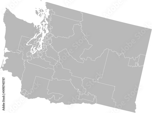 Washington state senate districts vector map (Albers equal area conic projection, PPT-compatible & fully editable)