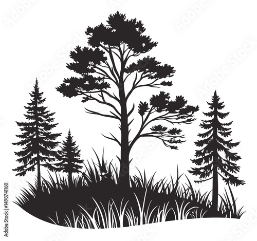 silhouettes of trees
