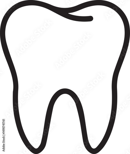 Simple black outline of a single human tooth icon
