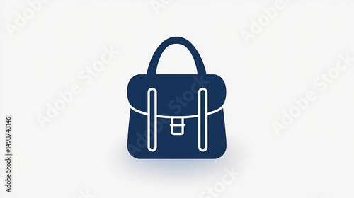 Dark blue tote bag icon fashion handle travel luggage professional style minimalist shopping trip