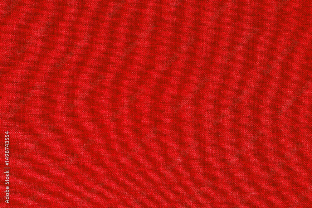 Fototapeta premium Dark red linen fabric cloth texture background, seamless pattern of natural textile.