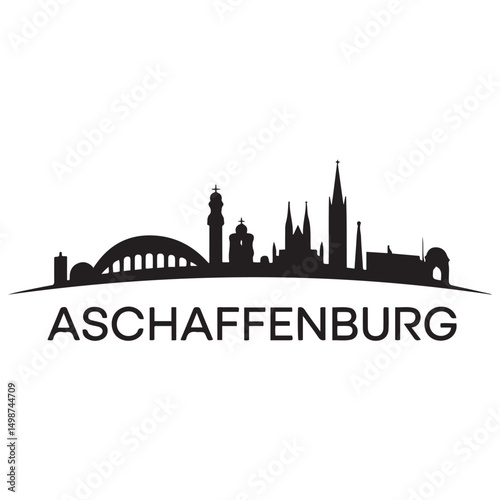 Wallpaper Mural Aschaffenburg skyline silhouette. Black Aschaffenburg city design Vector black silhouette. with white background Torontodigital.ca