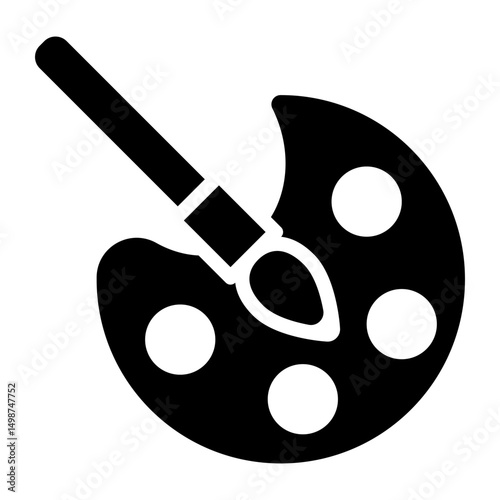 Pallette Fill Icon. Black and White Paint Pallette Symbol