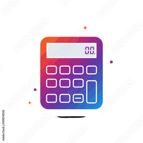 Colorful digital calculator with numeric display in modern design  