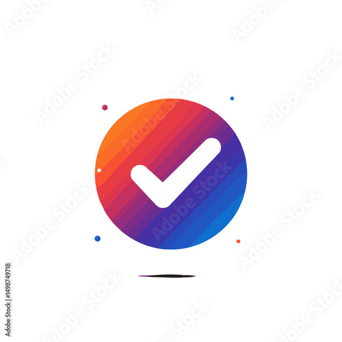 Colorful checkmark icon in vibrant circular design  