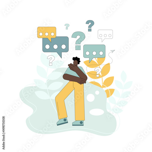 Search for answers to questions. Analysis of the situation. Doubt. Statement of a question.eps