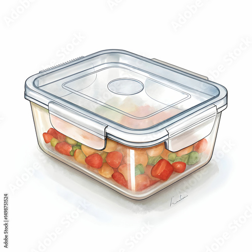 design plastic food container isolated on white background