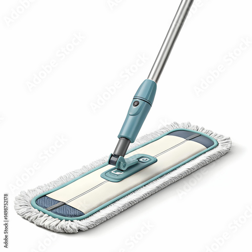 cleaning flat mop isolated on white background