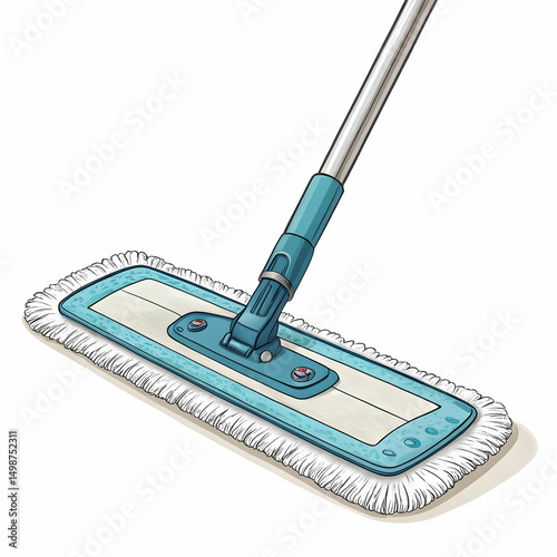 cleaning flat mop isolated on white background