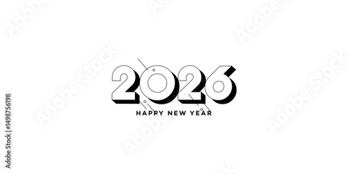 2026 Happy New Year Modern Minimalist Design Graphic