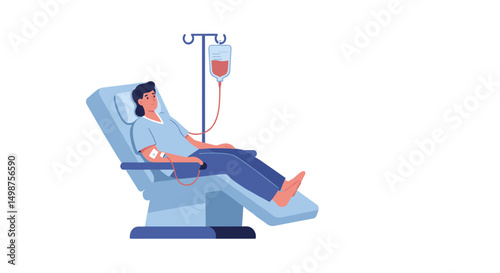 Person receiving IV treatment while resting in a medical chair  