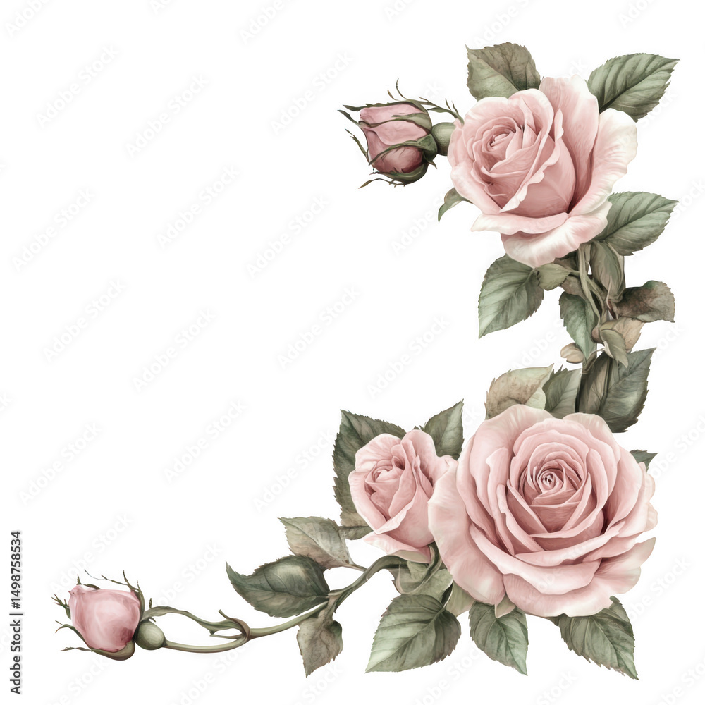 Naklejka premium Pink roses floral arrangement isolated on transparent background