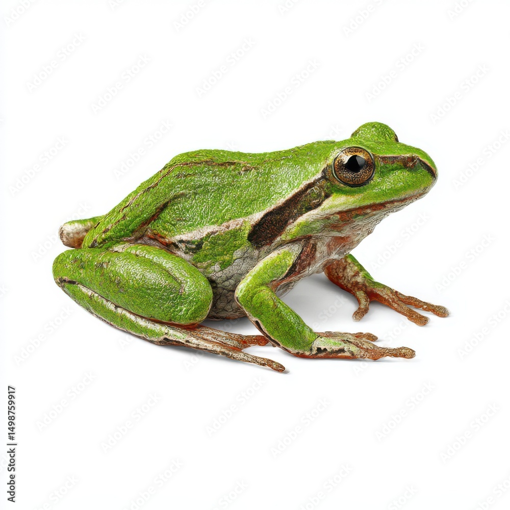 Fototapeta premium Green frog isolated on transparent background, close up view