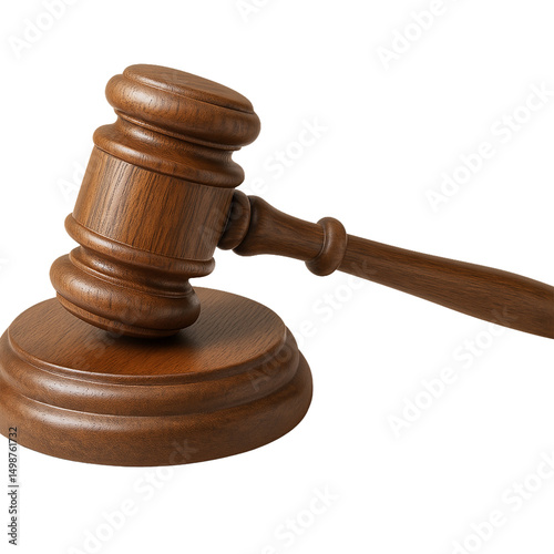wooden gavel on white background