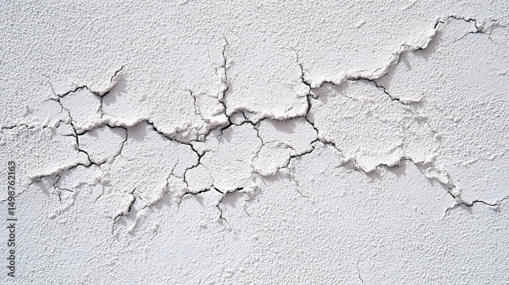 Fototapeta premium Cracked White Painted Plaster Wall Surface with Detailed Texture