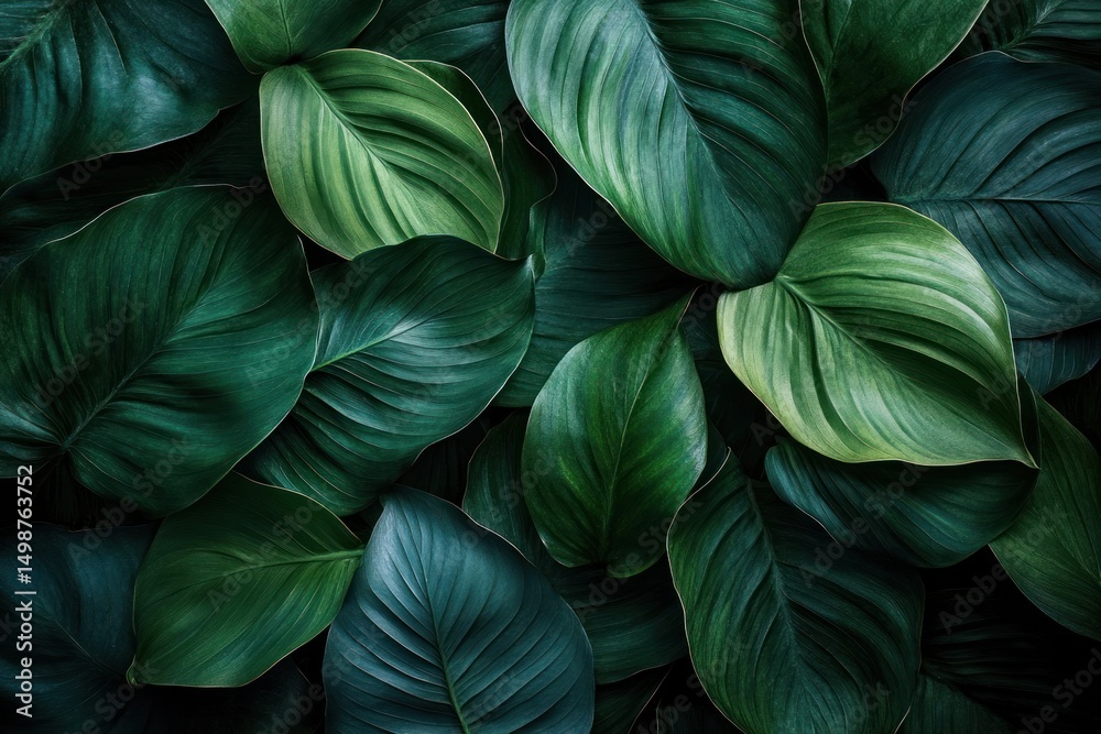 custom made wallpaper toronto digitalClose-up view of lush, vibrant green leaves with smooth textures and varied shades creating a calm, natural, and refreshing visual pattern