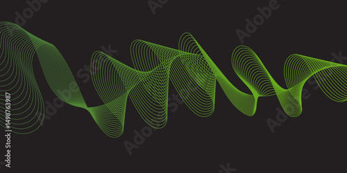 Abstract black background with multicolor wave, 3d render holographic iridescent neon curved wave in motion background, colored spiral on a dark background, gradient design element for banners.
