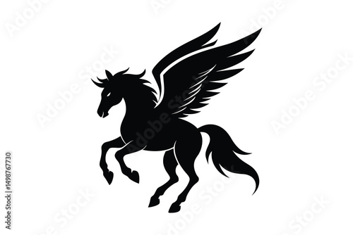 flying Pegasus vector silhouette isolated on white background