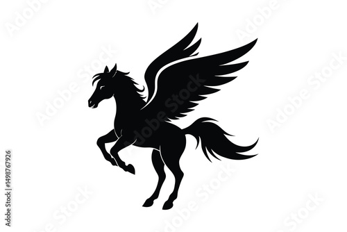 flying Pegasus vector silhouette isolated on white background