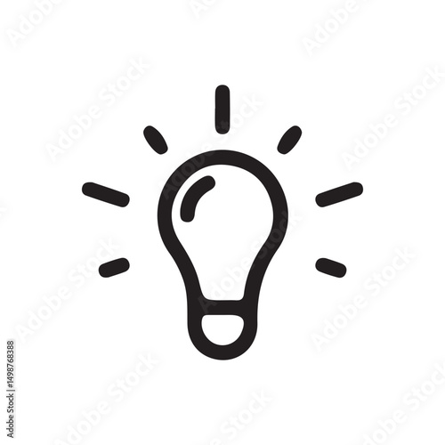 Simple Light Bulb Icon with Rays