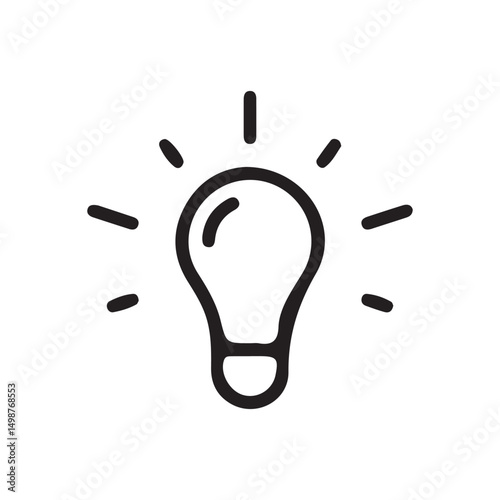 Simple Light Bulb Icon with Rays