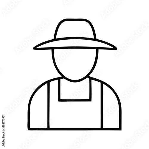Simple Line Art Illustration of a Farmer