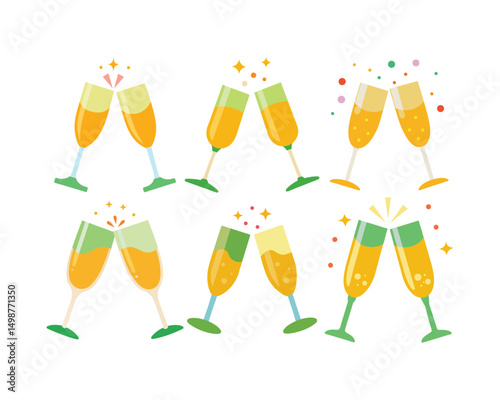 Cheers to Celebration Happy New Year Champagne Toasts.