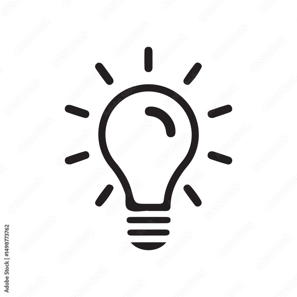 Simple Light Bulb Icon with Rays Simple Light Bulb Icon with Rays