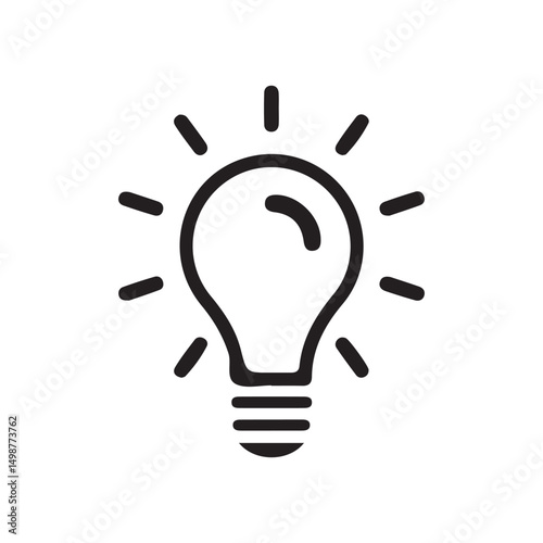 Simple Light Bulb Icon with Rays