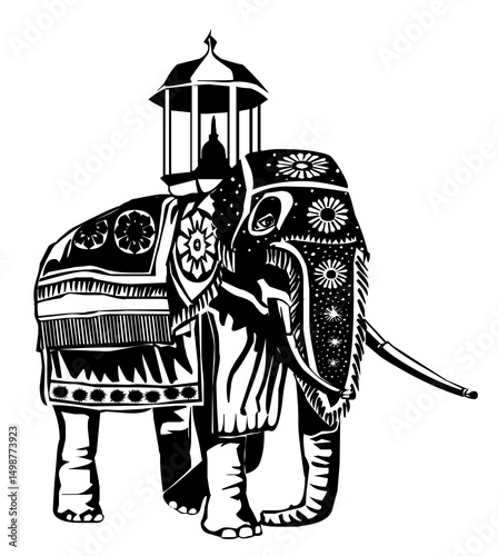 perahara elephant art png  for cut sticker