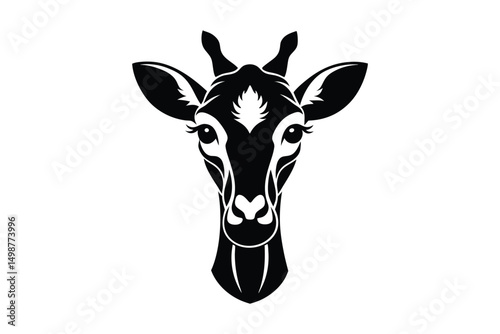 giraffe head silhouette on white background