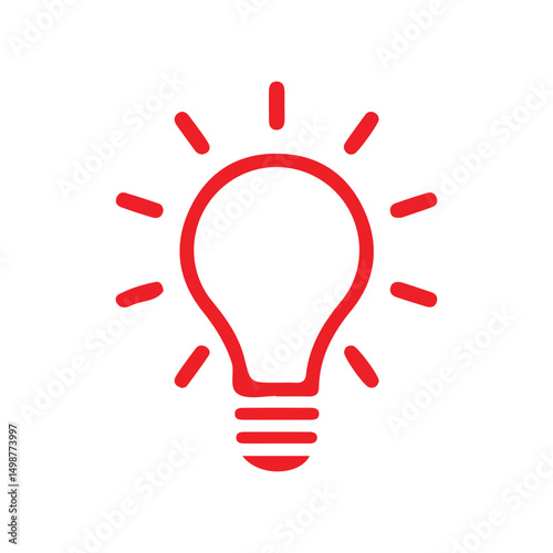 Bright Idea Concept in Red Outline