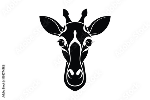 giraffe head silhouette on white background